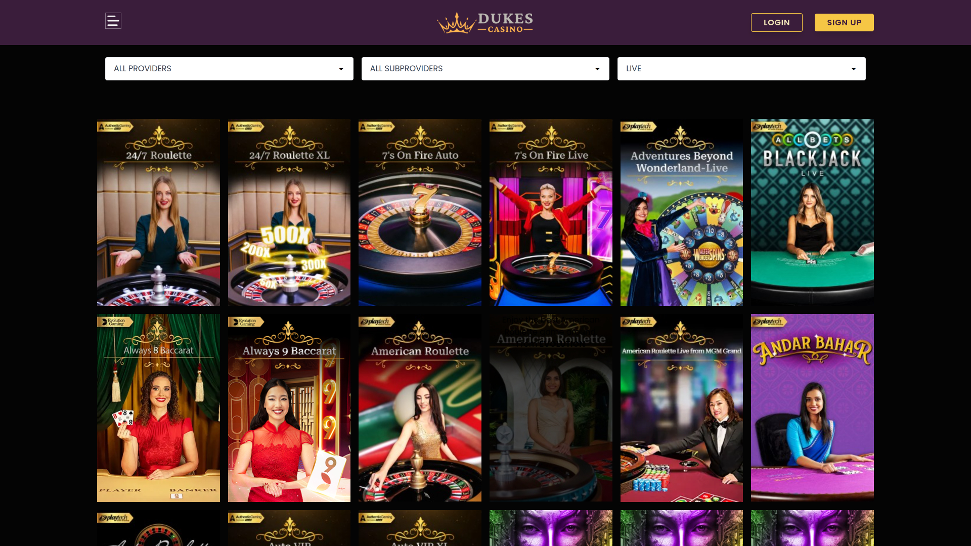 Dukes Casino Desktop Live Dealer