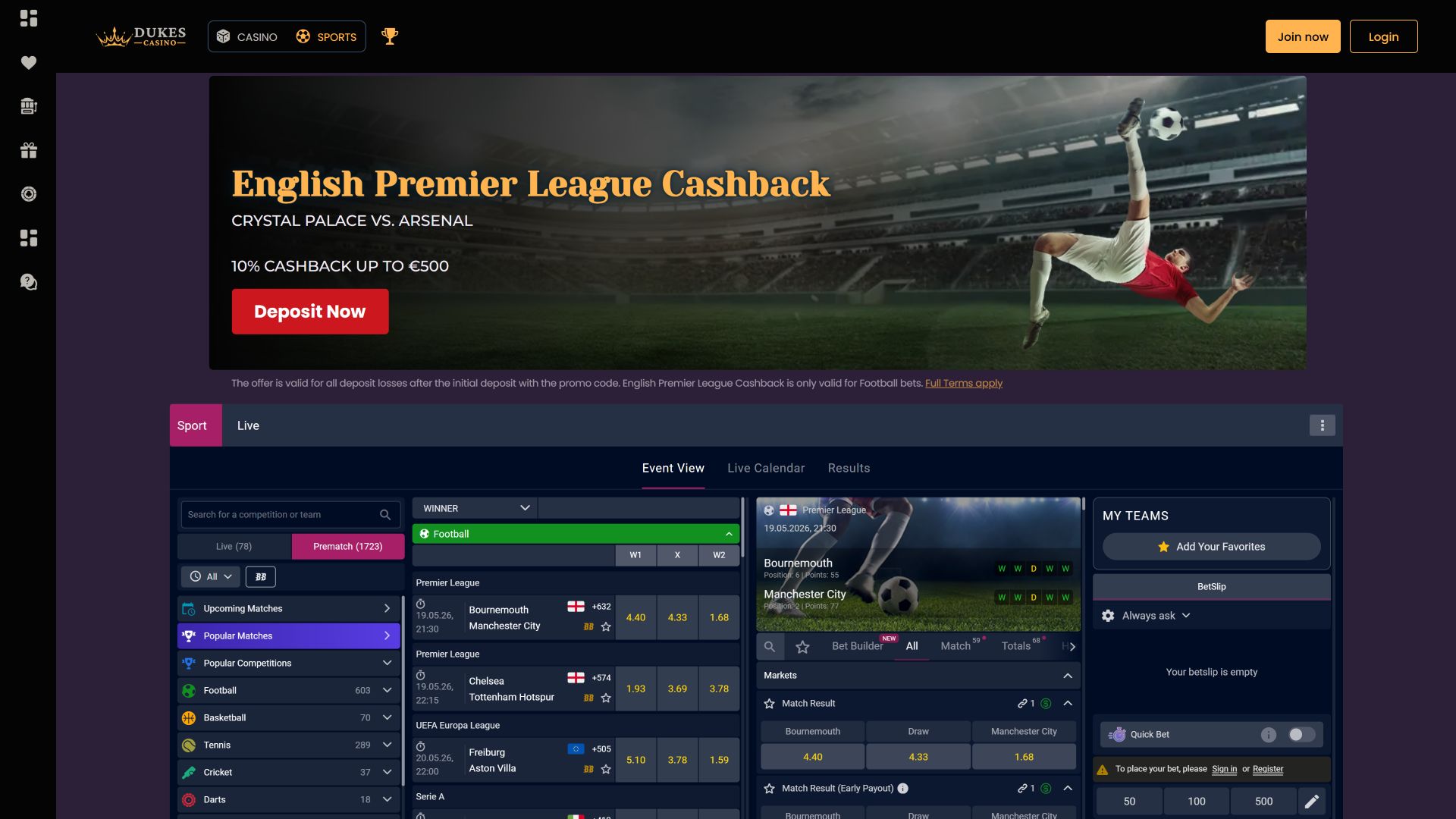 Dukes Casino Desktop Sports