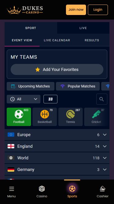 Dukes Casino Mobile Sports