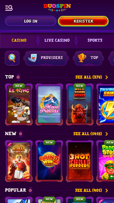 DuoSpin Casino Mobile Games