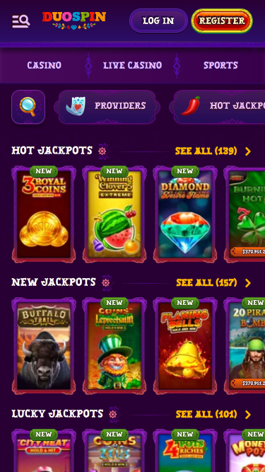 DuoSpin Casino Mobile Jackpot