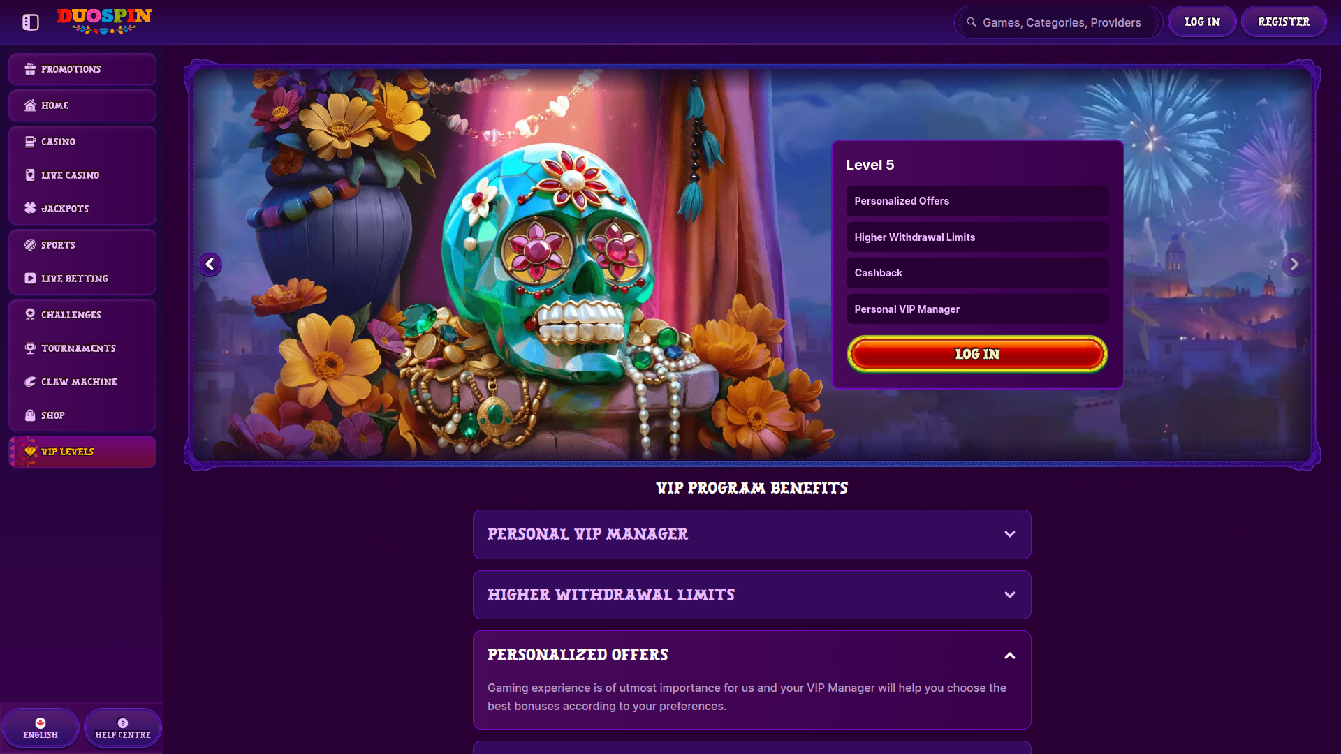 DuoSpin Casino Desktop VIP Program