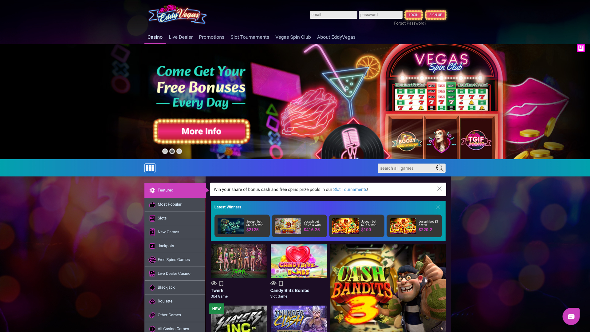 Eddy Vegas Desktop Homepage