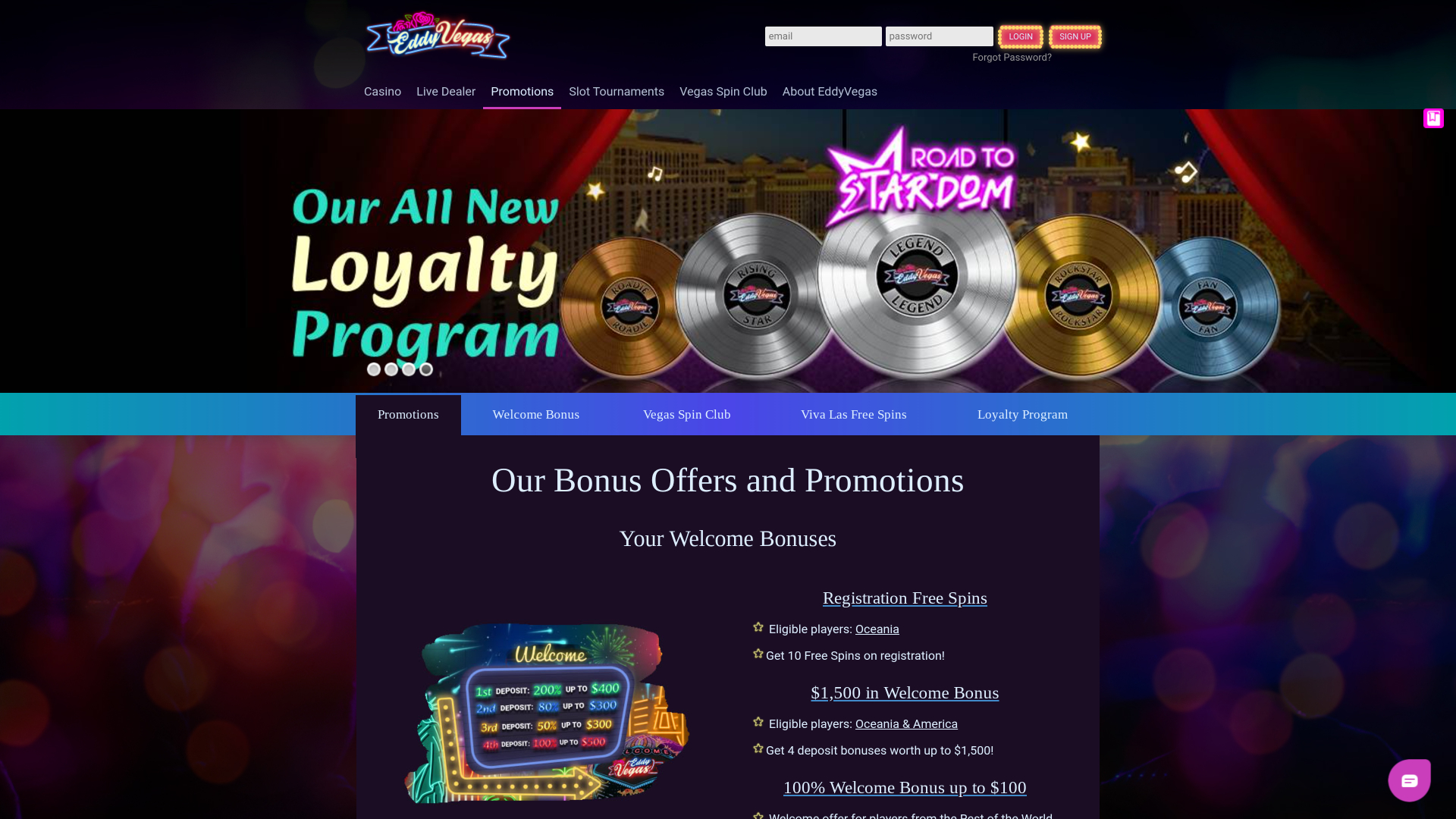 Eddy Vegas Desktop Promotions