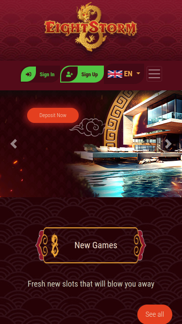 Eight Storm Casino Homepage Mobile