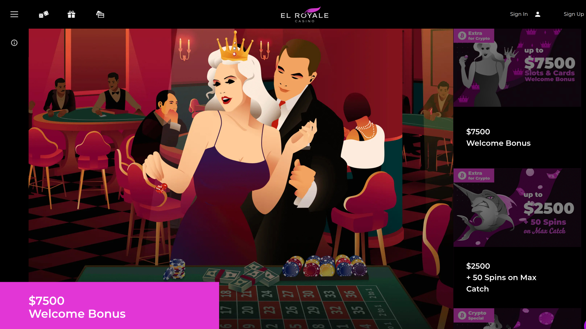 El Royale Casino Homepage Desktop