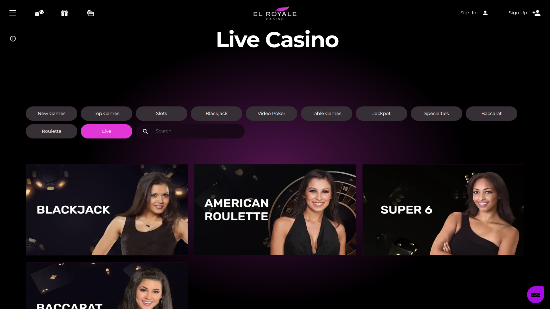 El Royale Casino Live Dealer Desktop