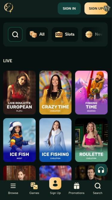 Live mobile page screenshot of Elarabet Casino