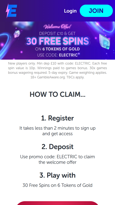 Electric Spins Casino Mobile Promotions