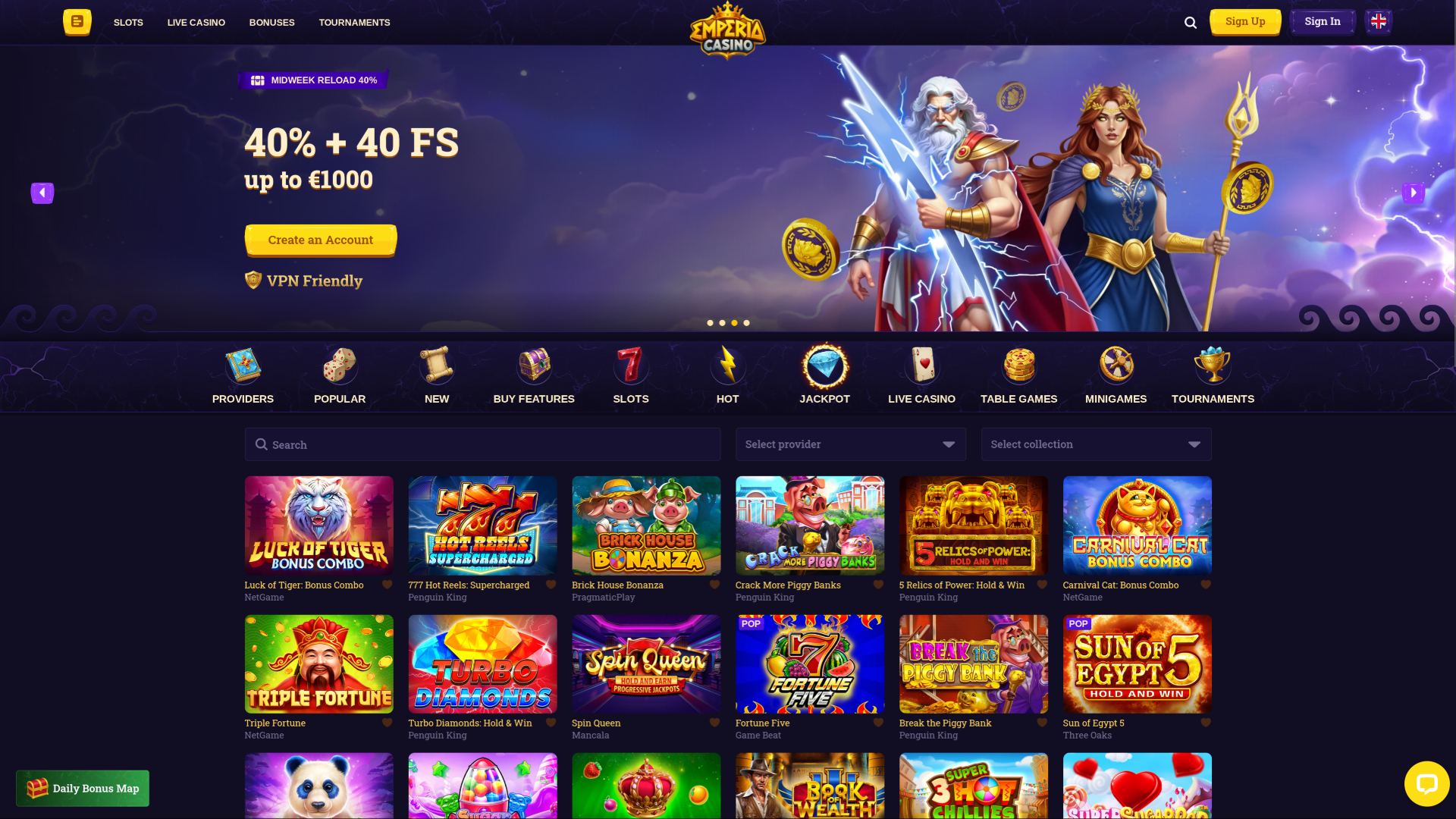 Emperia Casino Desktop Jackpot
