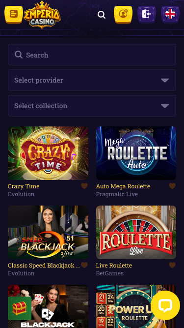 Emperia Casino Mobile Live Dealer