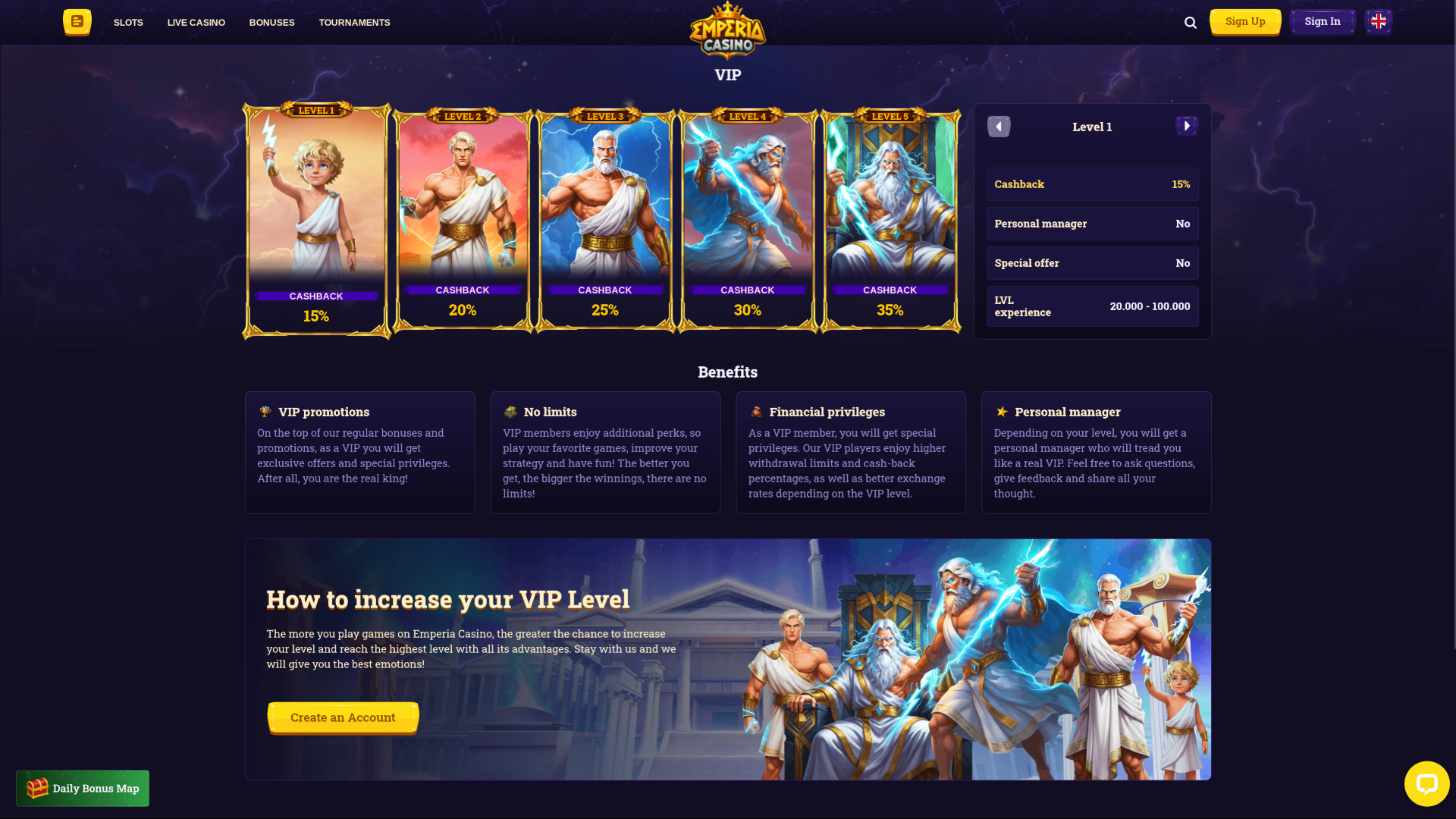 Emperia Casino Desktop VIP