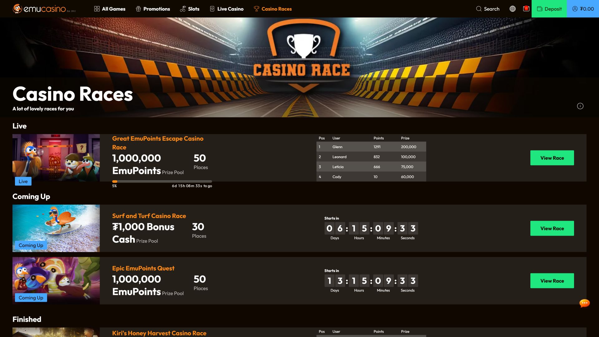 Emu Casino Desktop Tournaments