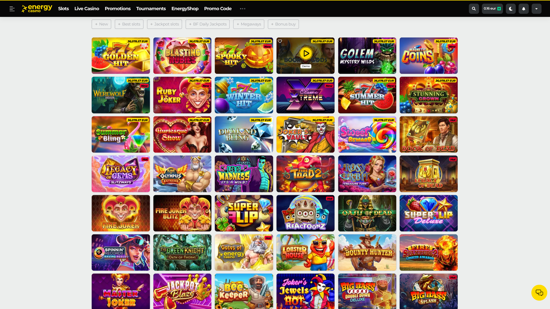 Energy Casino Games Desktop