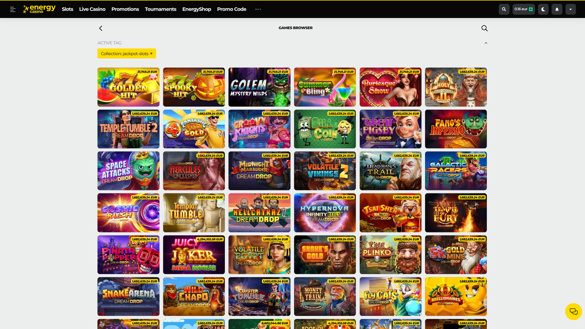 Energy Casino Jackpot Desktop