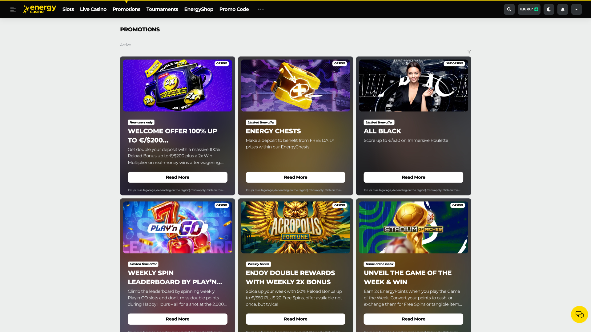 Energy Casino Promotions Desktop