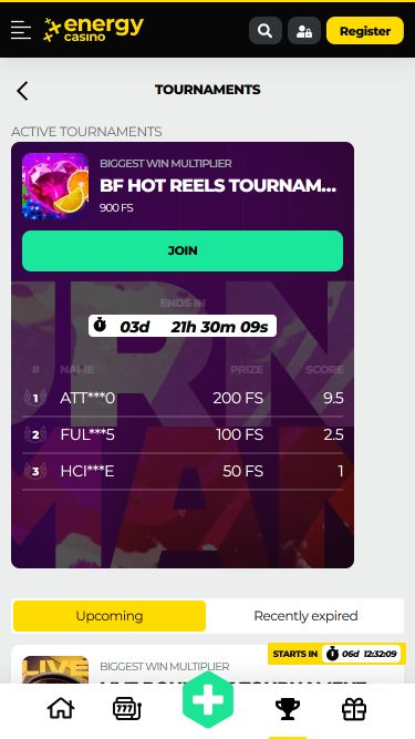 Energy Casino Mobile Tournaments