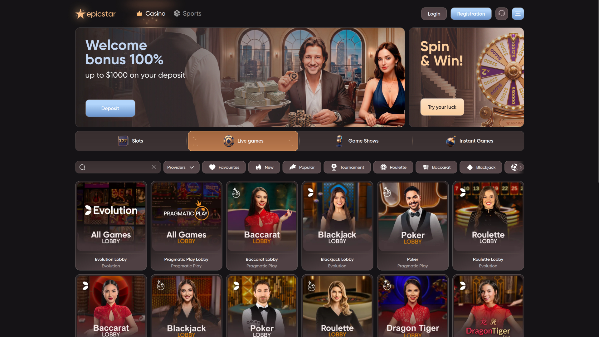 Epicstar Casino Desktop Live Dealer