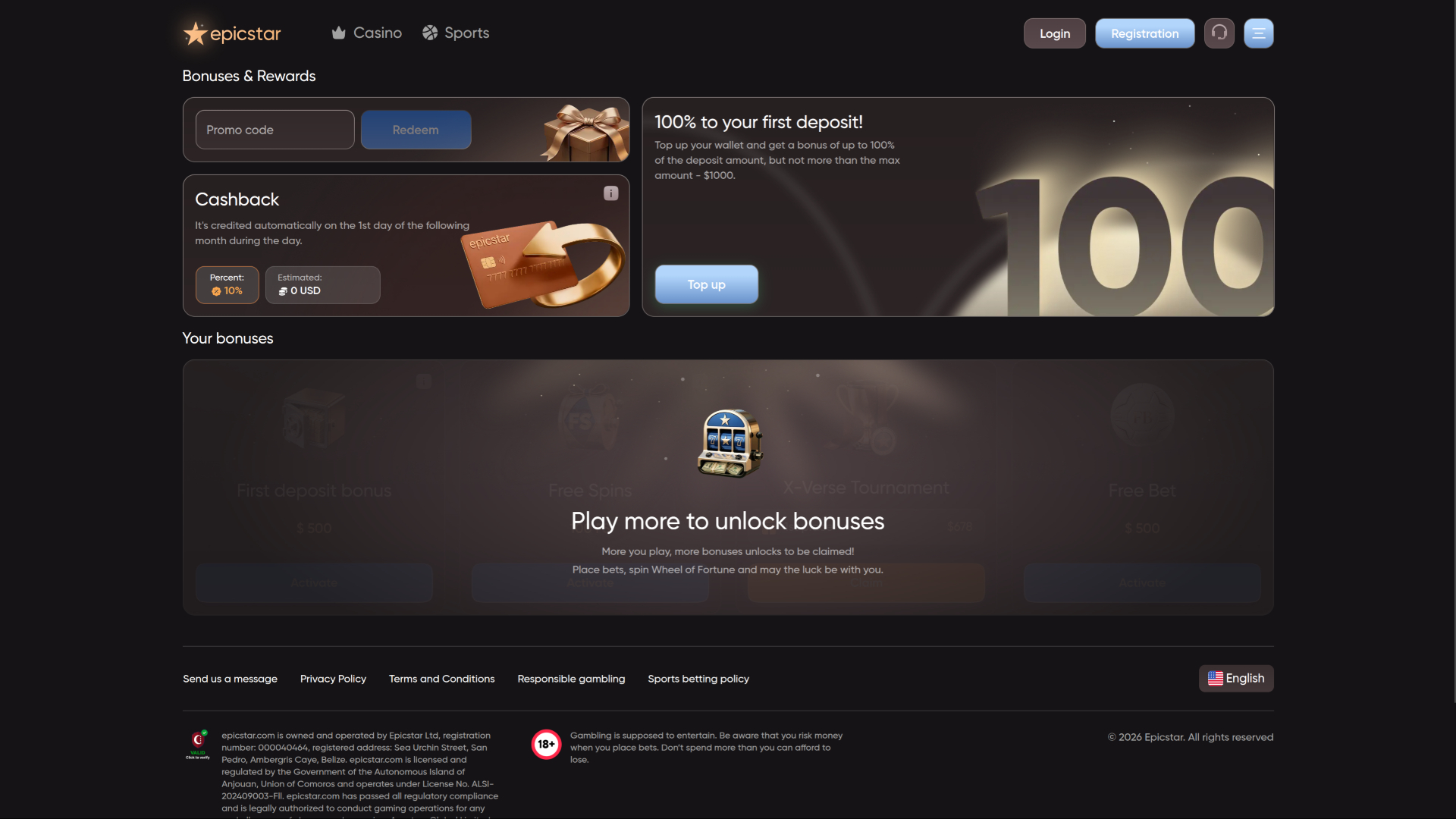 Epicstar Casino Desktop Promotions