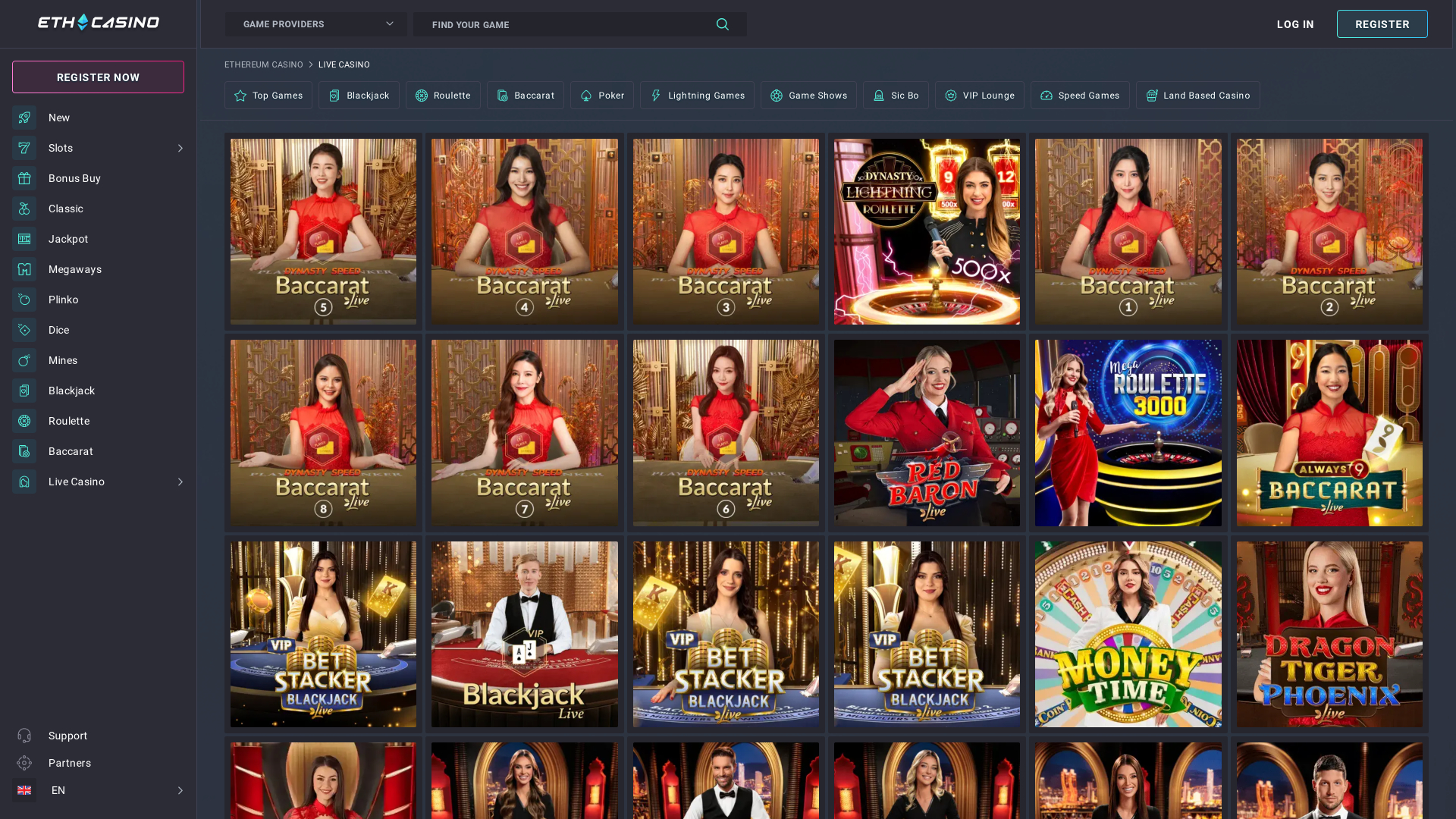 ETH Casino Live Dealer Desktop