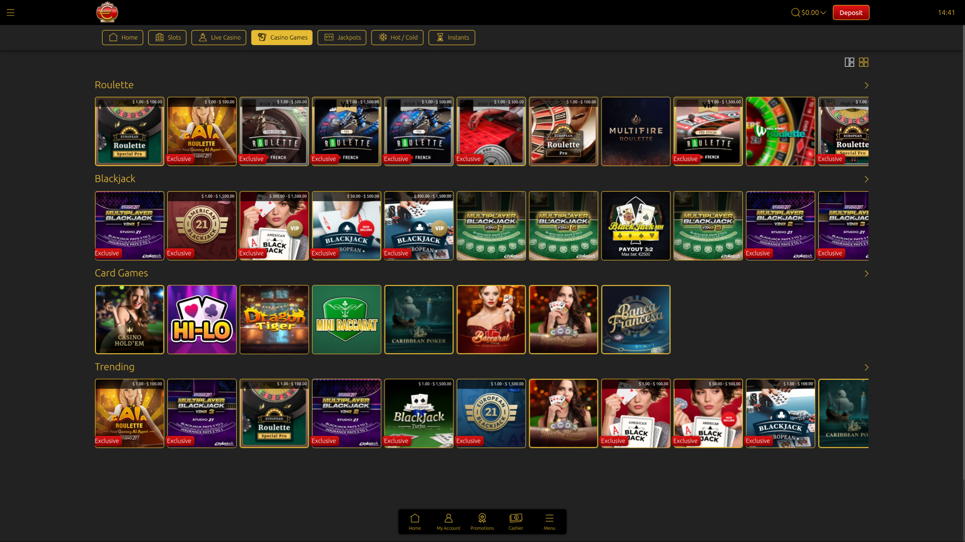 Euro King Casino-Spiele Desktop
