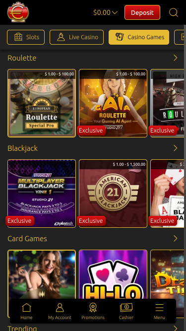 Euro King Casino-Spiele für Mobilgeräte
