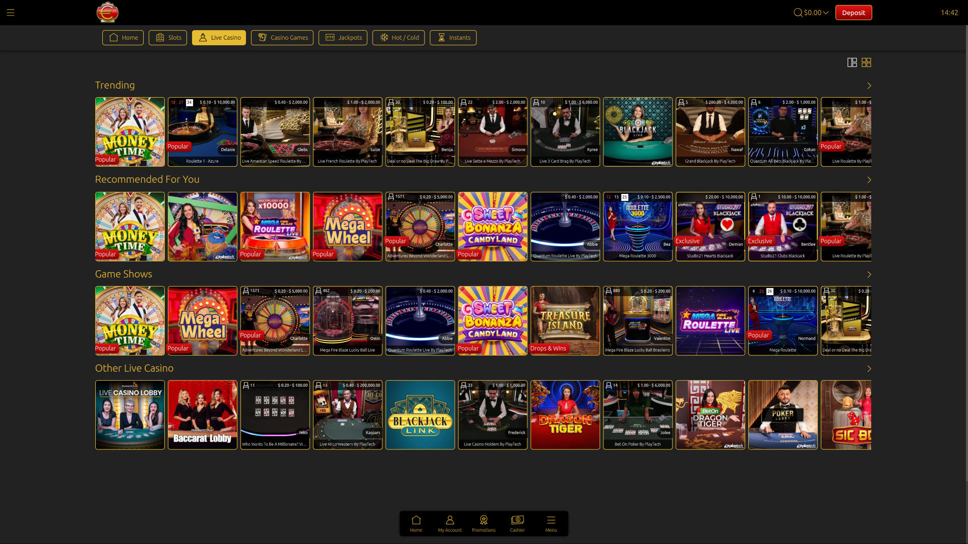 Euro King Casino Live-Dealer-Desktop