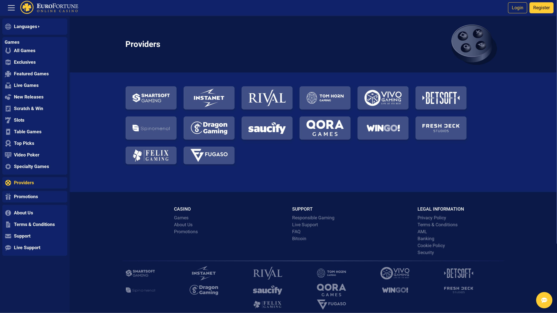 EuroFortune Casino Game Developers Desktop