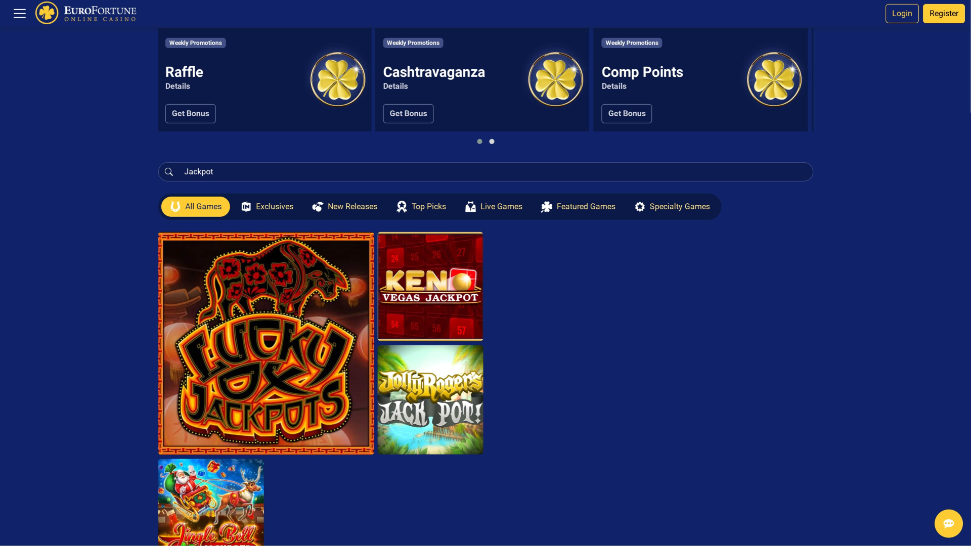 EuroFortune Casino Jackpot Desktop