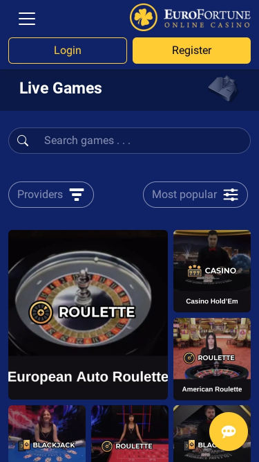 EuroFortune Casino Live Dealer Mobile