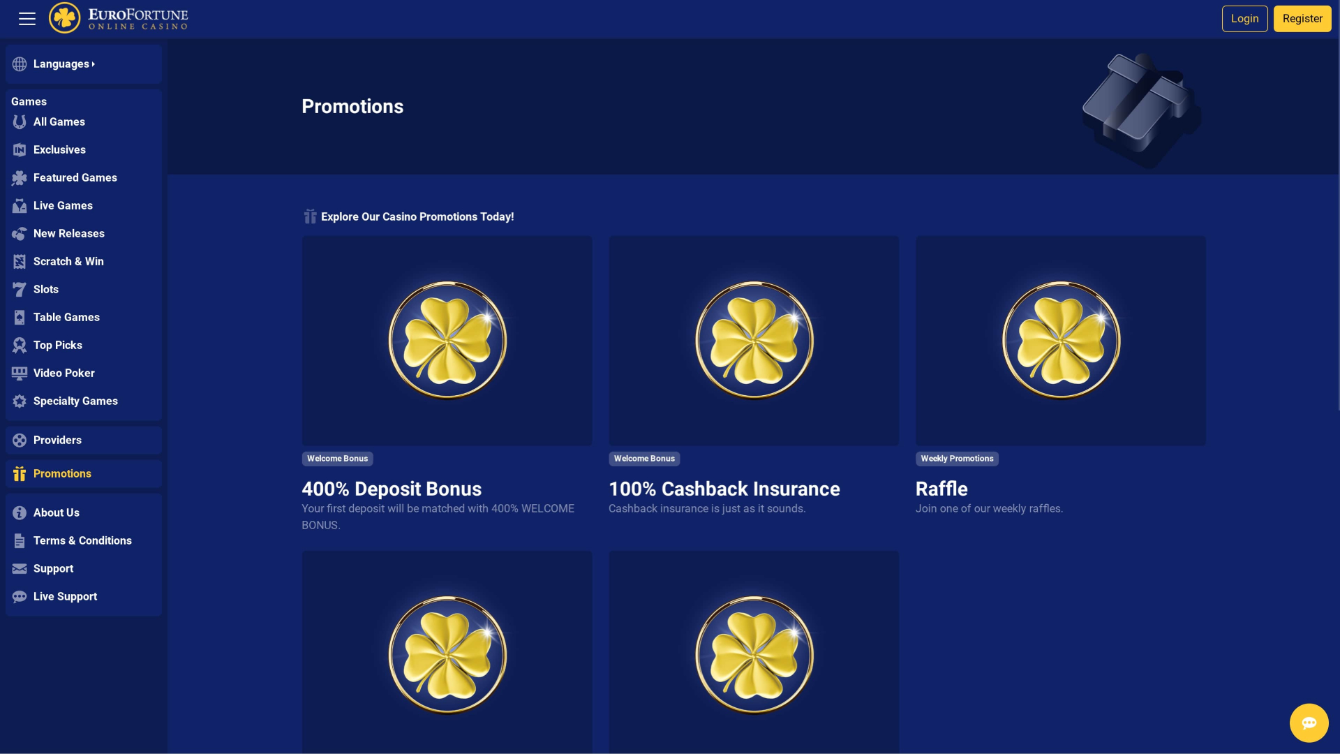 EuroFortune Casino Promotions Desktop