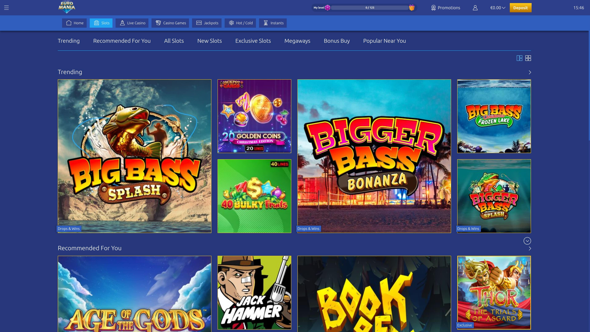 EuroMania Casino-Spiele Desktop
