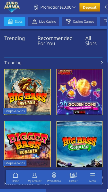 EuroMania Casino-Spiele für Mobilgeräte