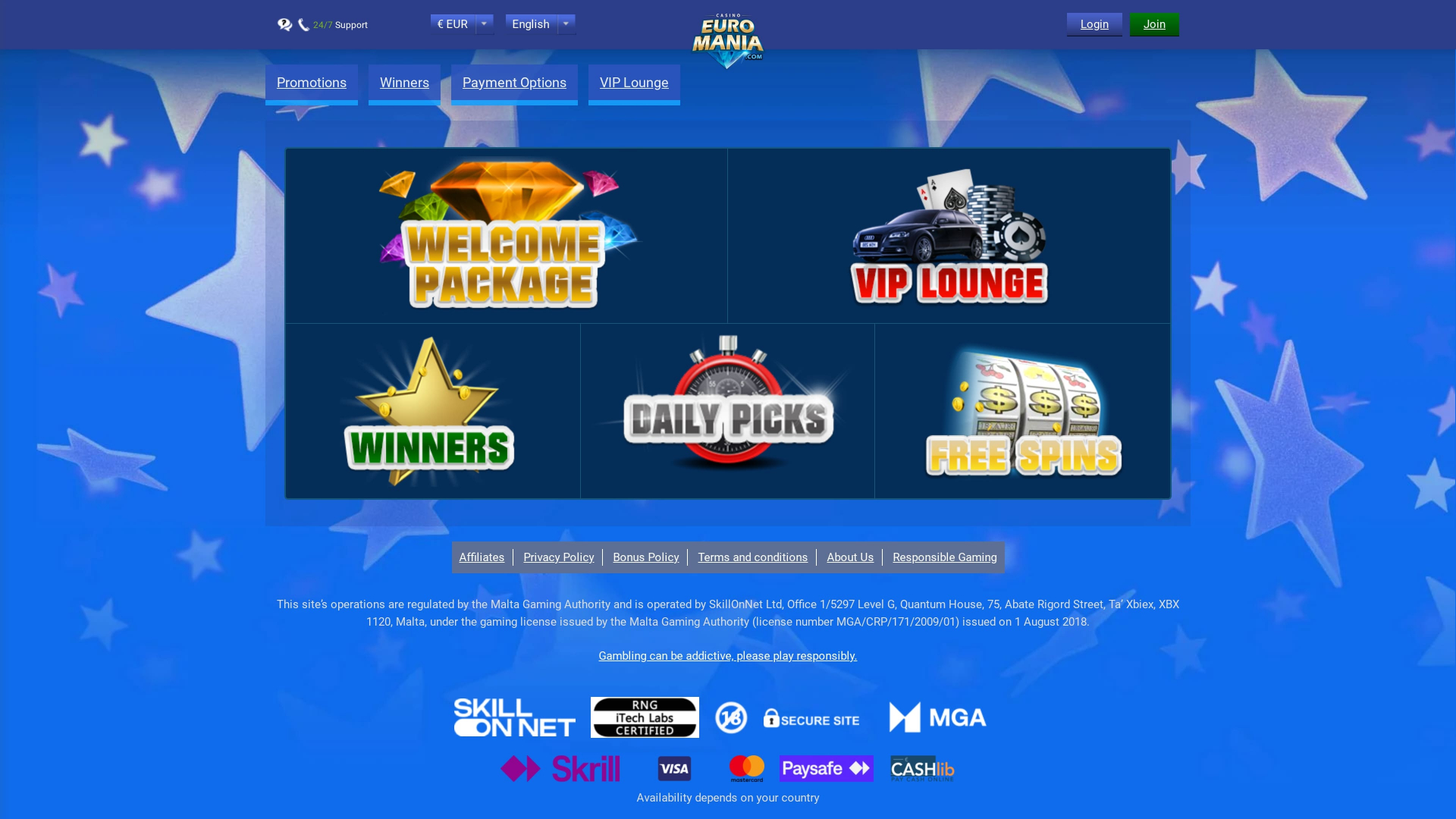 EuroMania Casino-Aktionen Desktop