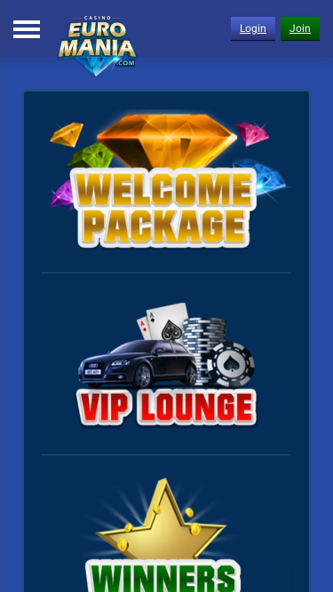 EuroMania Casino-Aktionen für Mobilgeräte