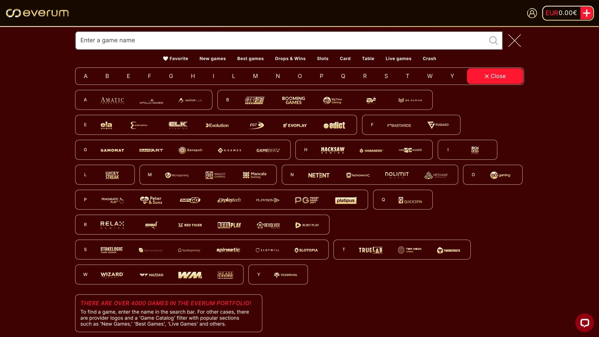 Everum Casino Game Developers Desktop