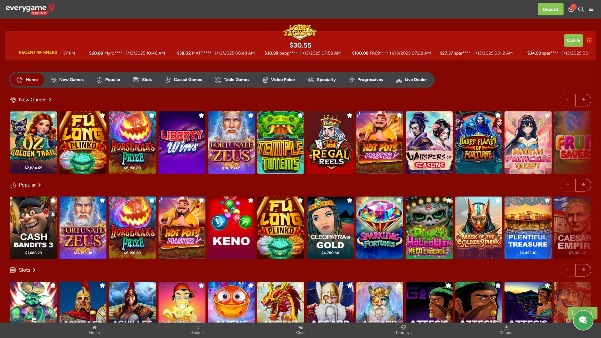 Everygame Casino Games Desktop