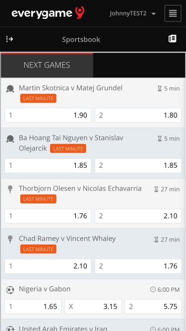 Everygame Casino Sportsbook Mobile