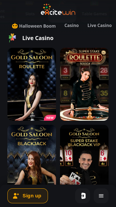 ExciteWin Casino Mobile Live Dealer