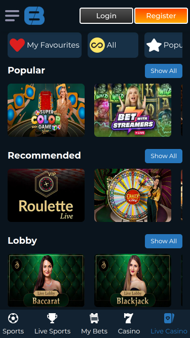 Exclusive Bet Casino Mobile Live Dealer