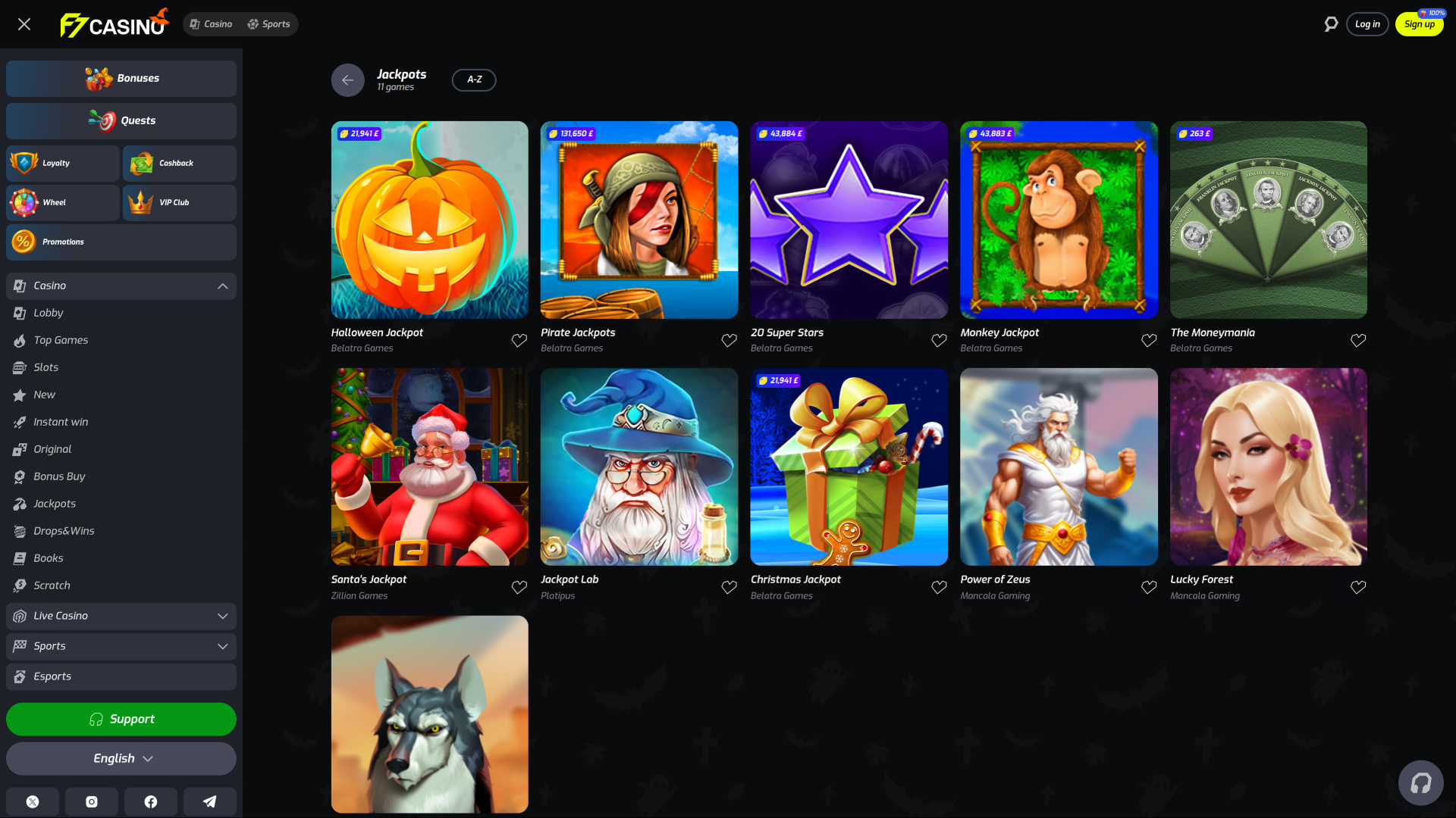 F7 Casino Desktop Jackpot