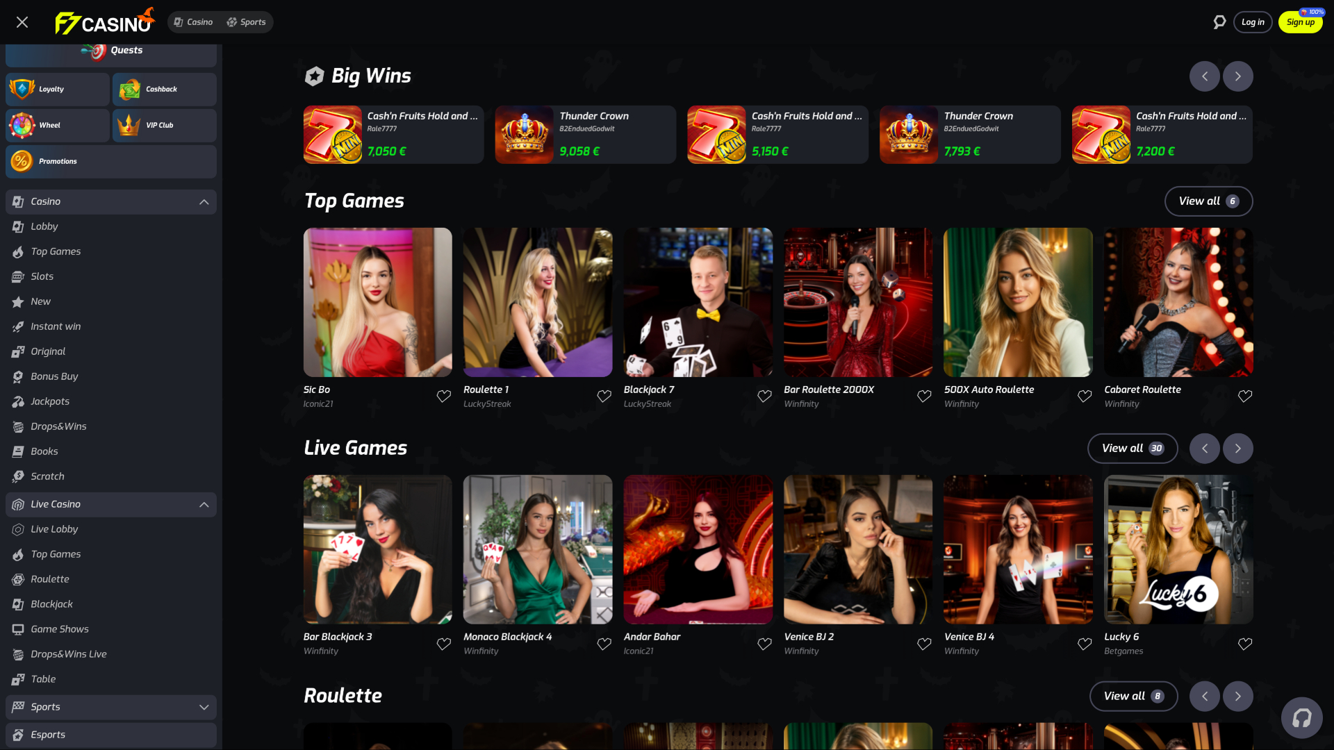 F7 Casino Desktop Live Dealer