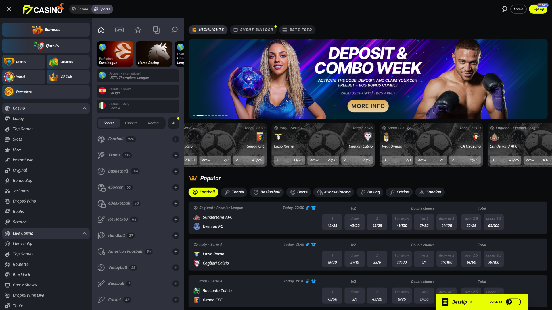 F7 Casino Desktop Sports