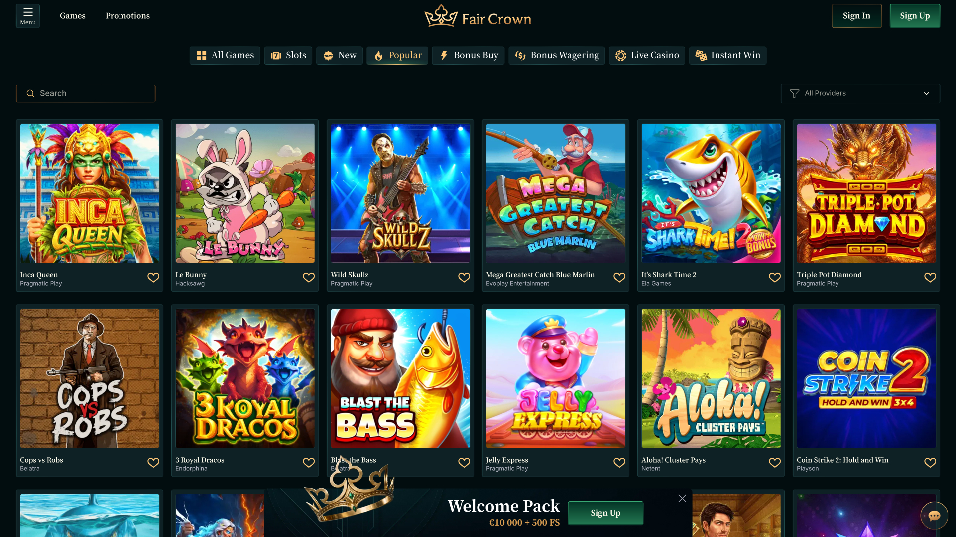FairCrown Casino Games