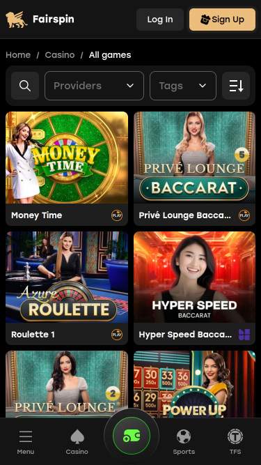 Fairspin Casino Mobile Live Dealer