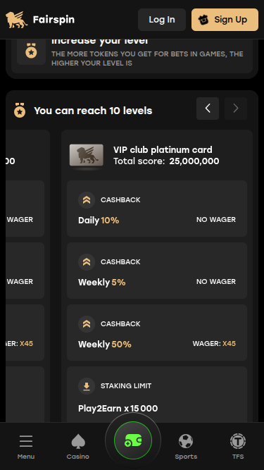 Fairspin Casino Mobile VIP Program
