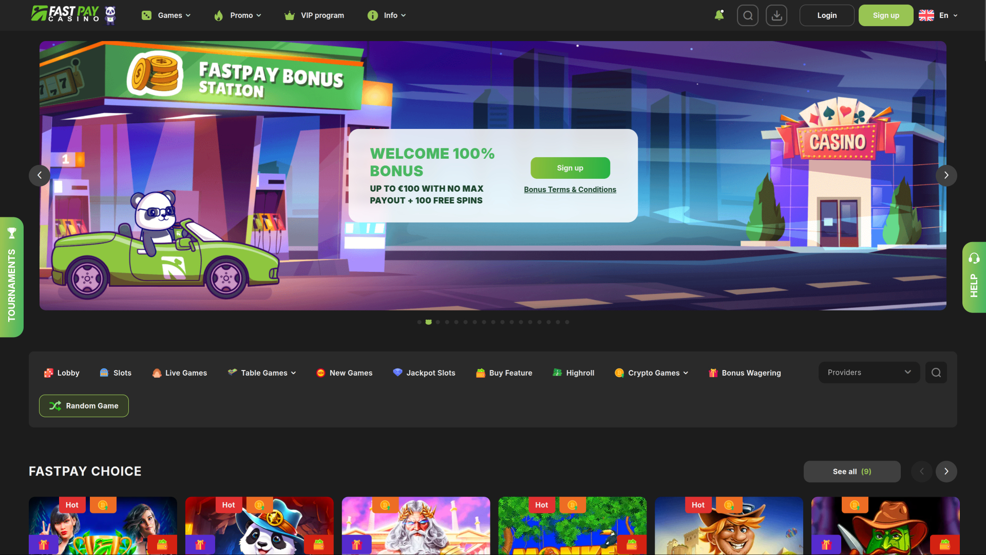 Fastpay Casino Desktop Homepage