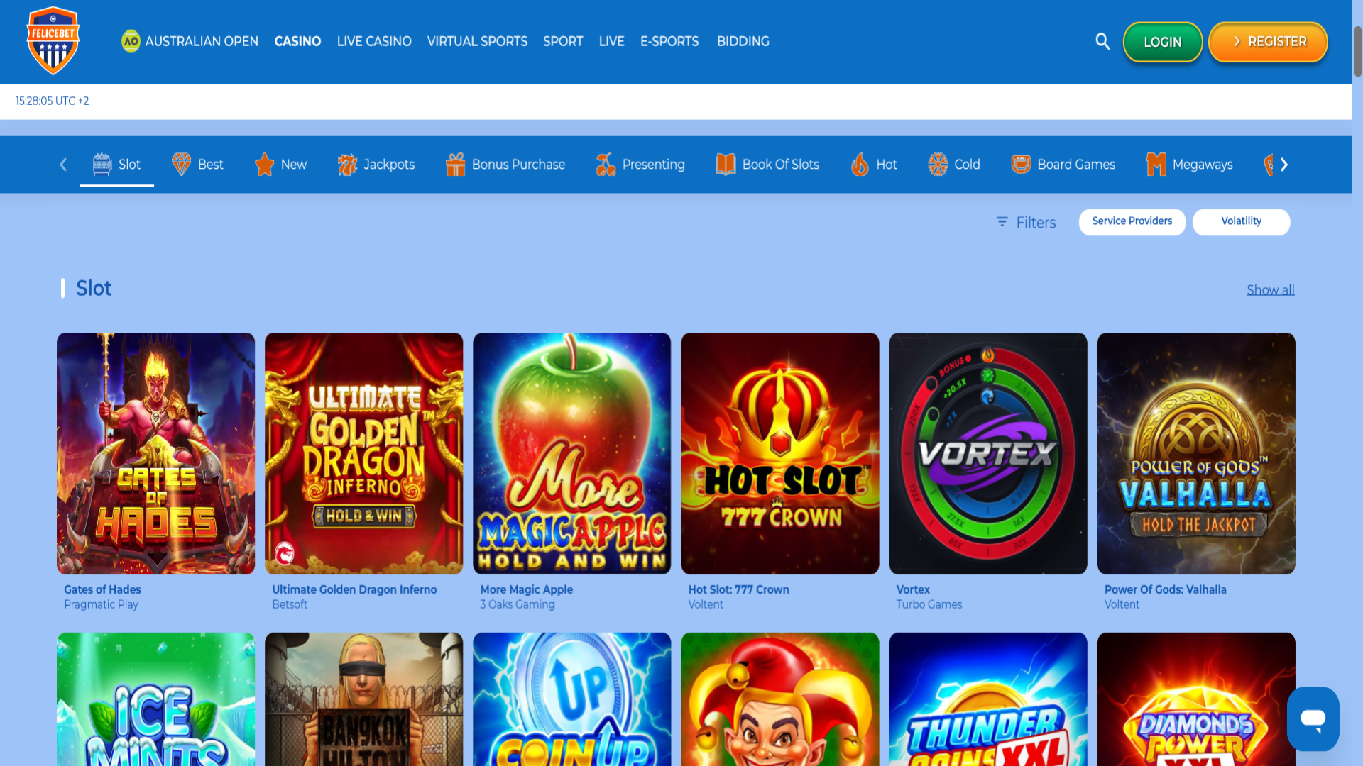 Games screenshot of Felicebet Casino for Desktop