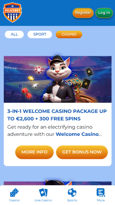 Promotions screenshot of Felicebet Casino for Mobile
