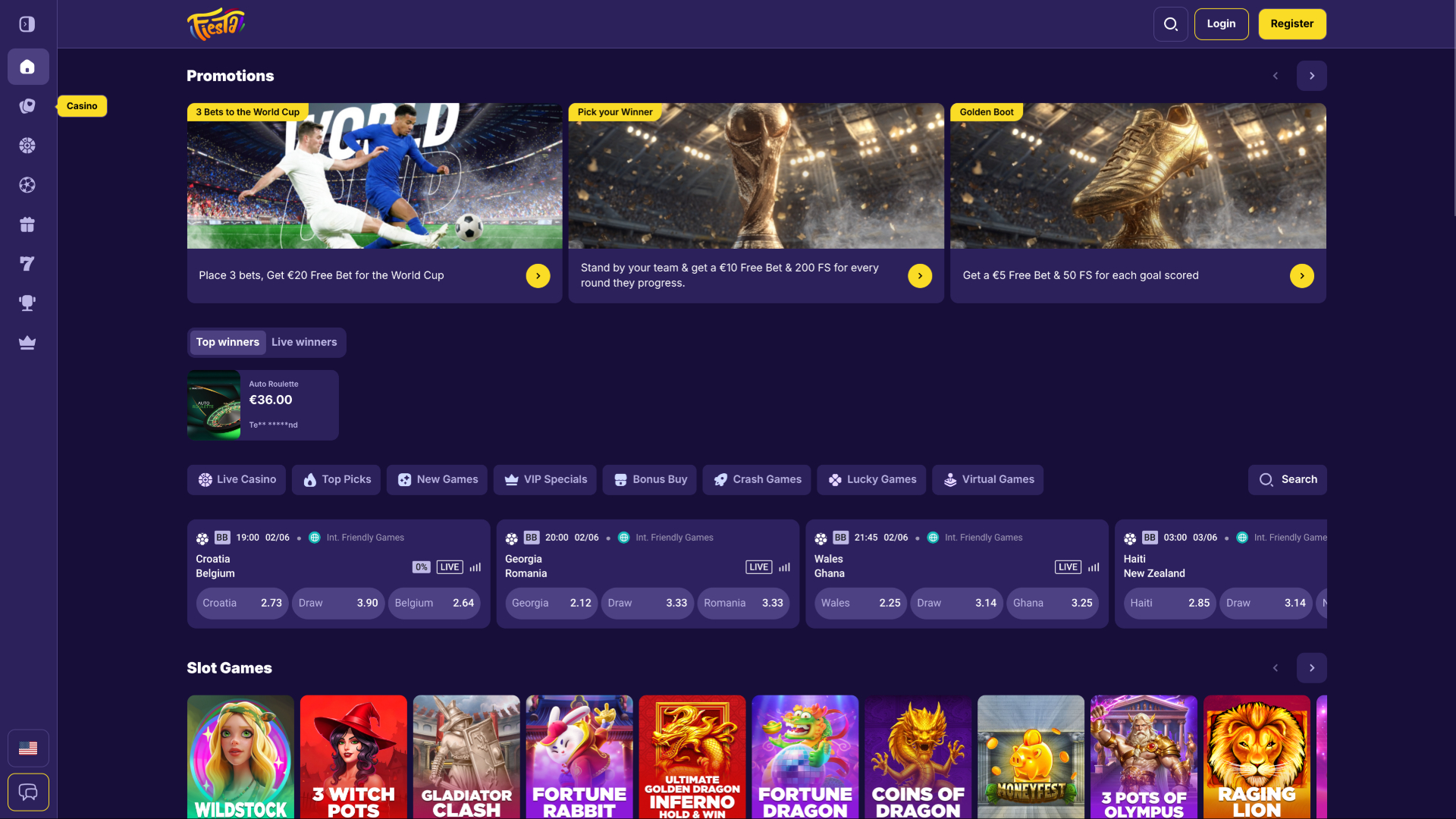 Fiestaslots Casino Desktop Homepage